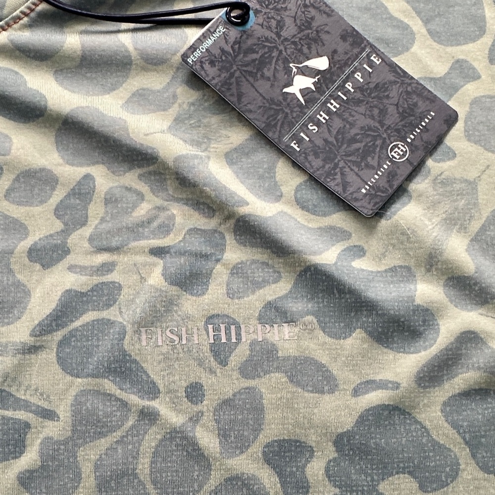 Mens XXL Fish Hippie Green and Blue Camo Long Sleeve Tee - Picture 3 of 10